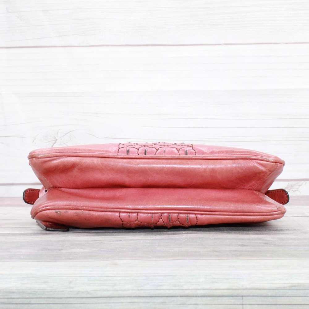 *Womens Pink Leather Zippered Purse Crossbody Shoulder Bag - Picture 6 of 9